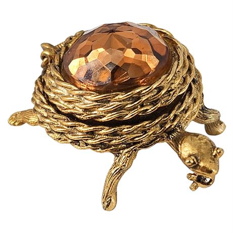 Vintage SARAH COVENTRY Hinged Top Turtle Brooch