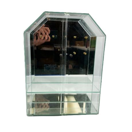 Glass Mirrored Tabletop Jewelry Cabinet