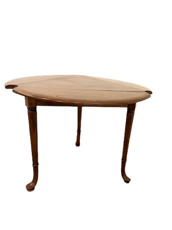 Cherry Wood 3-Sided Drop Leaf Side Table