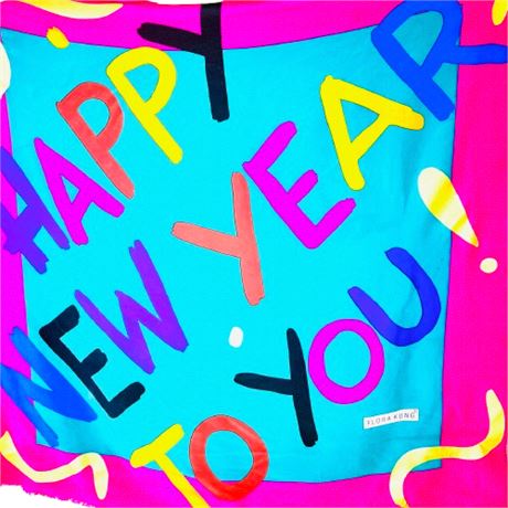 VTG Flora Kung "Happy New Year To You" Silk Scarf