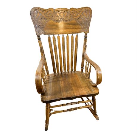 Art Nouveau Oak Rocking Chair