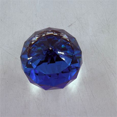 Blue Crystal Paperweight - Likely Swarovski