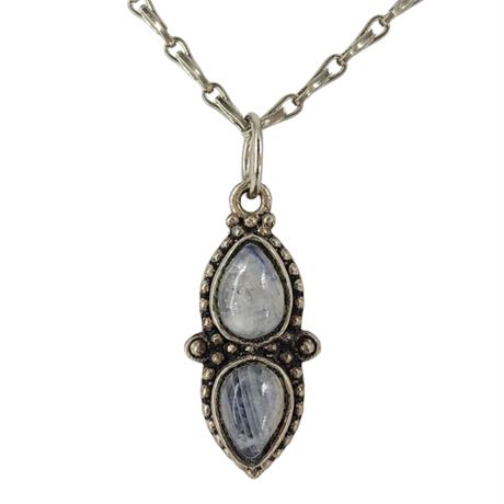 Silver Tone Moonstone Pendant Necklace