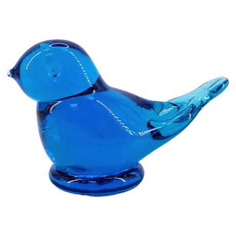 Signed Bluebird of Happiness Art Glass Figurine