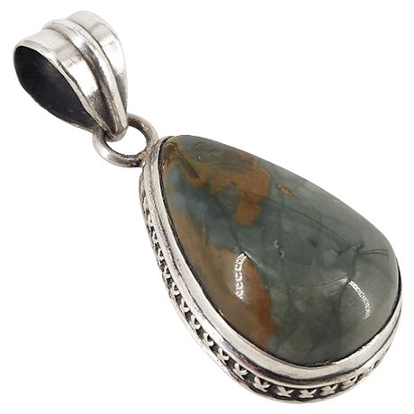 Sterling Silver Polychrome Jasper Drop Pendant
