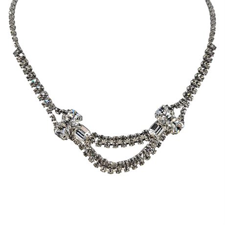 Vintage Weiss Elegant Clear Rhinestone Festoon Necklace
