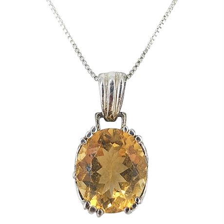 Sterling Silver Citrine Pendant Necklace