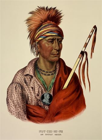 1965 Penn Prints “Not-Chi-Mi-Ne” Ioway Chief Native American Litho