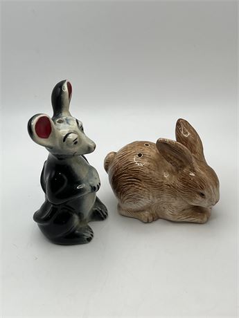 Bunny and kangaroo salt and pepper