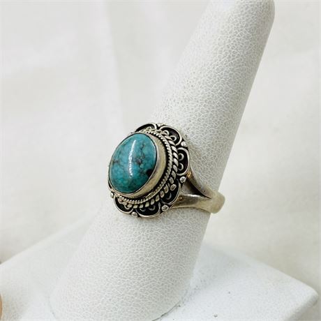7.6g Sterling Turquoise Ring Size 8.25