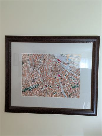 City Map of Amsterdam, Netherlands Framed/Matted 24.5" x 20.5"