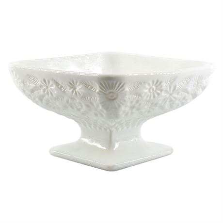 Indiana Glass 'Pineapple & Floral Milk Glass' Diamond Shaped Compote