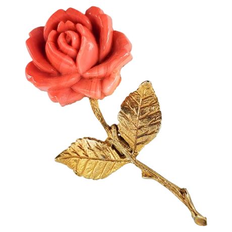 Vintage Molded Plastic Rose Brooch