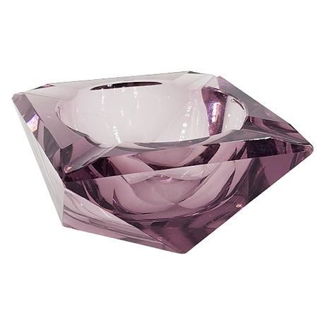 Vintage Art Deco UV Reactive Lavender Glass Ashtray