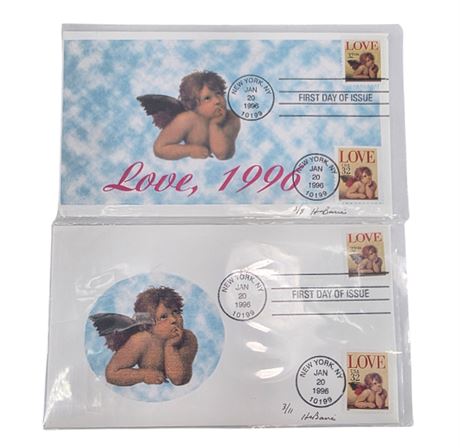 FDC 1996 LOVE Signed by artist, Barre