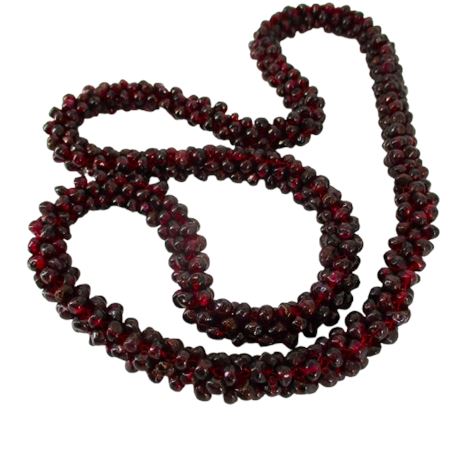 Vintage Almandine Garnet Beaded Rope Necklace