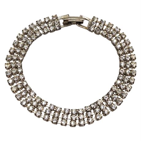 Vintage Dainty 3-Row Prong Set Rhinestone Bracelet