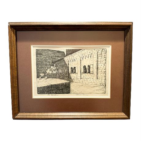 Signed Donna Crane "The Cloisters" Etching
