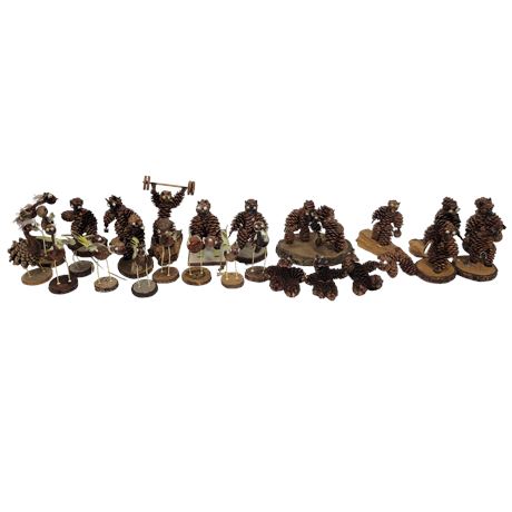 Large Pinecone / Acorn Animal Figurines