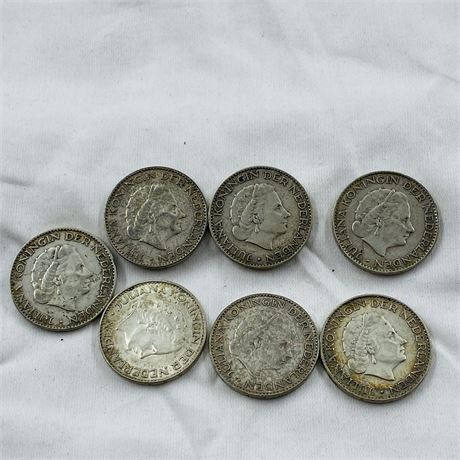 7 Netherland Silver Coins