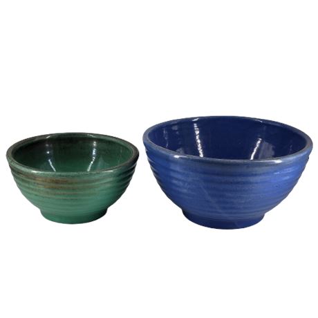 Blue & Green Glazed Pottery Bowls