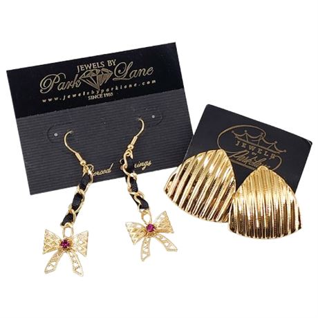 Two Pairs PARK LANE Gold Tone New on Card Earrings