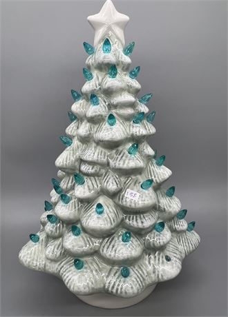 Nostalgic Porcelain Christmas Tree Blue Lights