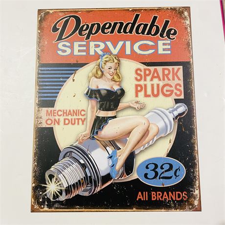 ‘Dependable Service’ 12.5x16” Retro Metal Sign
