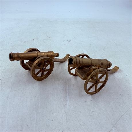 2 Vintage 5” Brass Cannons