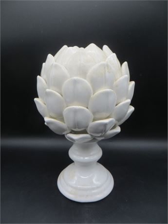 White Ceramic Artichoke on Pedestal