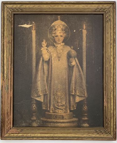 Old Catholic Infant of Prague Religious Framed Art
