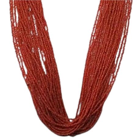 Torsade Red Coral Glass Bead Multistrand 31" Necklace