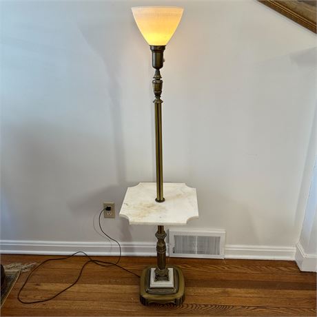Vintage Brass Floor Lamp Table