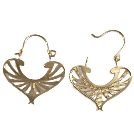 Gold-Tone Openwork Fan Statement Hoop Earrings