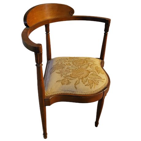 Vintage Mahogany Corner Chair w/ Floral Upholstered Seat