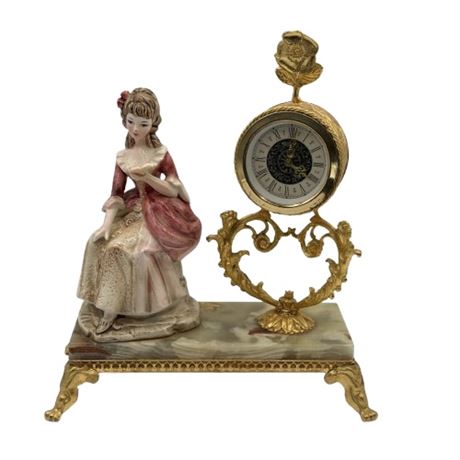 Clock with Marble Bass and Seated Woman
