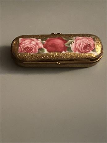 Limoges gilt crusted floral 3” trinket box