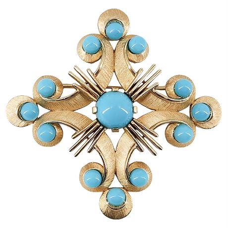 Vintage Crown Trifari Stylized Maltese Cross Brooch