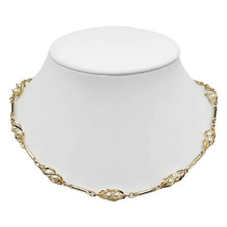 Vintage SARAH COVENTRY Caged Faux Pearls Necklace