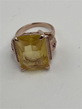 925 gold tourmaline Emerald cut ring