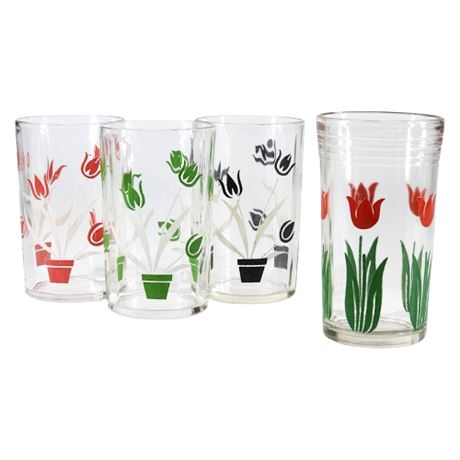 Vintage Swanky Swigs Tulip Juice Glasses, Lot of 4