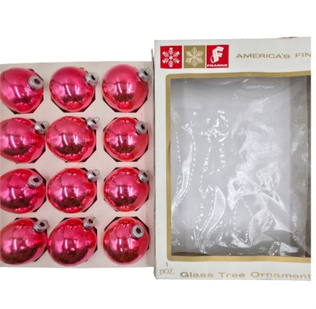 Large 3" VTG Hot Pink Glass Ornaments