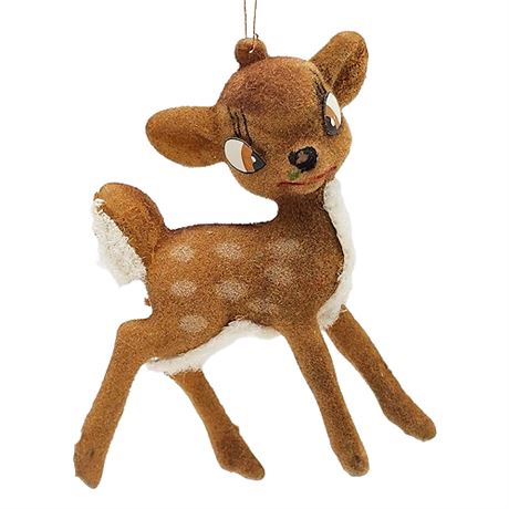 Vintage Walt Disney Productions Flocked Bambi Ornament