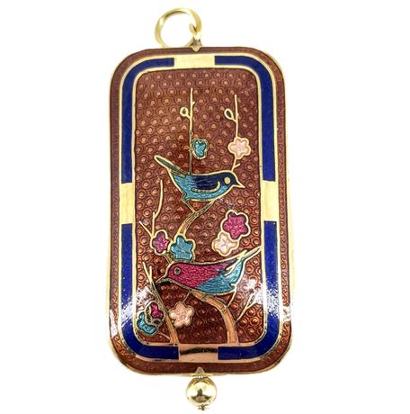 Vintage Cloisonné Enamel Bird Pendant