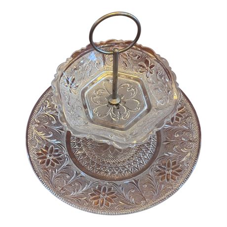 Indiana Glass Two Tier Tiara Tidbit Tray