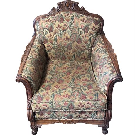 Vintage Tapestry Bergere Armchair