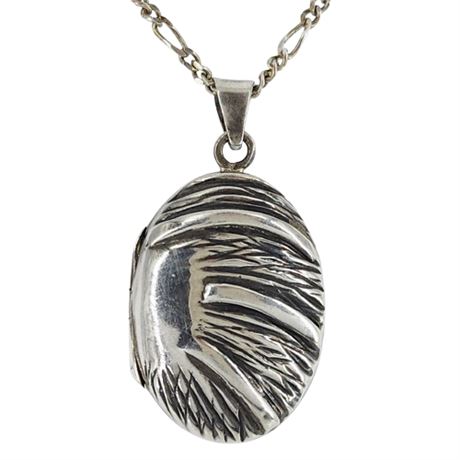 Vintage Sterling Silver Locket Necklace