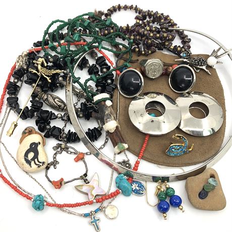 Vintage Jewelry Lot- Southwestern Assortment Davey Crockett or Daniel Boone Ring