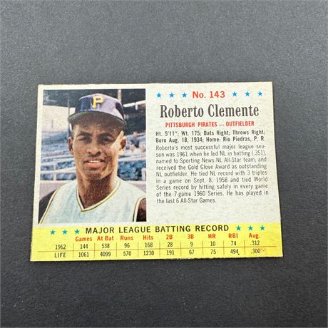 1963 Post Hand Cut Roberto Clemente #143