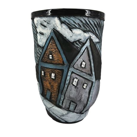 Vintage David Stabley Hand Crafted Postmodern Pottery House Vase
